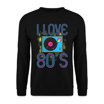 80s 80s costume I Love 80s - Unisex Sweatshirt - black - Front - Alina (178cm) & Michal (187cm)