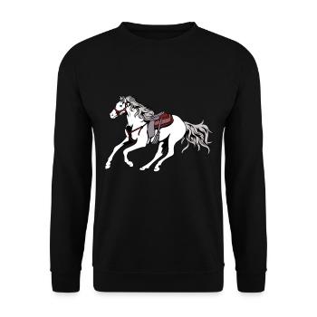 Western horse western riding cowboy horse gallop - Unisex Sweatshirt - black - Front - Alina (178cm) & Michal (187cm)