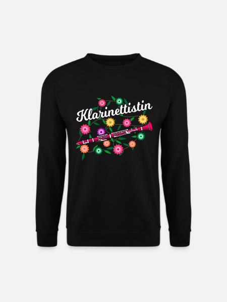 Klarinettenspielerin Blumen Klarinette - Unisex Pullover - Schwarz