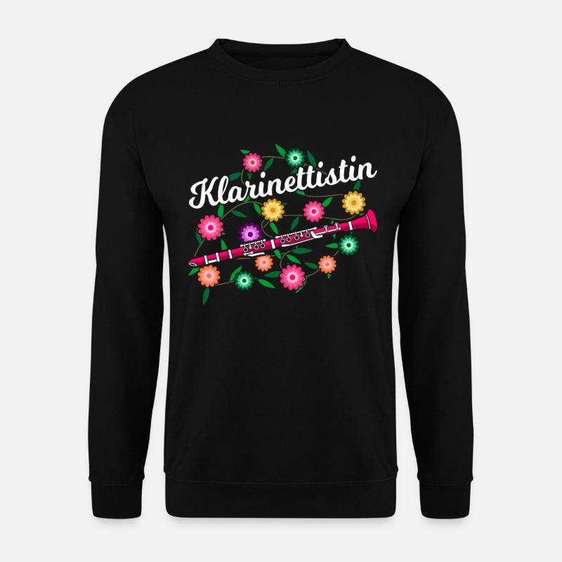 Klarinettenspielerin Blumen Klarinette - Unisex Pullover - Schwarz