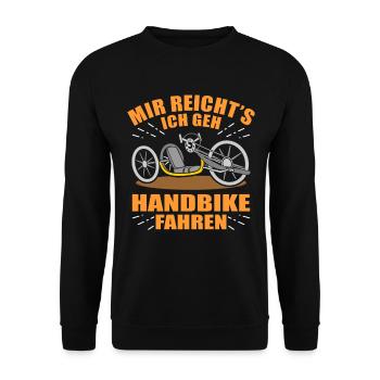 Mir Reicht's Ich Geh Handbike Fahren Handcycle - Unisex Pullover - Schwarz - Vorne - Alina (178cm) & Michal (187cm)