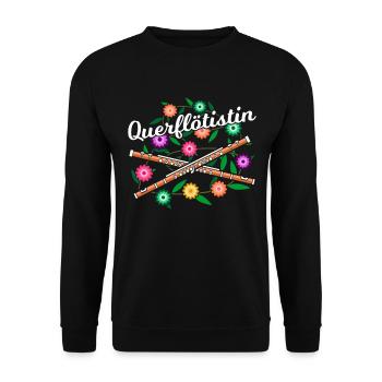 Querflötistin Querflöte Blumen Querflötenspielerin - Unisex Pullover - Schwarz - Vorne - Alina (178cm) & Michal (187cm)