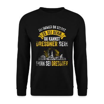 Dresden Skyline Dresdener Sachse Lustig - Unisex Pullover - Schwarz - Vorne - Alina (178cm) & Michal (187cm)