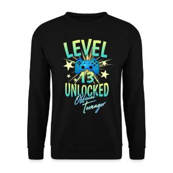 Level 13 Officially teenager gambling 13 birthday - Unisex Sweatshirt - black - Front - Alina (178cm) & Michal (187cm)