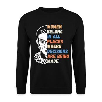 Women Belong In All Places Where Decisions - Sweat-shirt Unisexe - noir - Devant - Alina (178cm) & Michal (187cm)