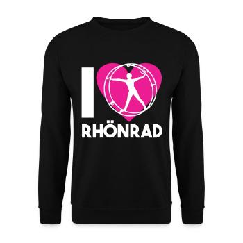 Rhönrad Turnen Geradeturnen Radgymnastik Geschenk - Unisex Pullover - Schwarz - Vorne - Alina (178cm) & Michal (187cm)
