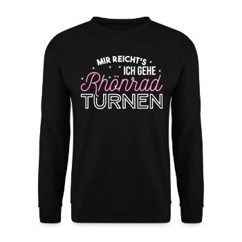 Turnen Rhönrad Rhönradturnen Radgymnastik Geschenk - Unisex Pullover - Schwarz - Vorne - Alina (178cm) & Michal (187cm)