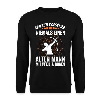 Bogenschießen Bogen Pfeil Bogenschütze Geschenkide - Unisex Pullover - Schwarz - Vorne - Alina (178cm) & Michal (187cm)