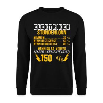 Elektriker Stundenlohn und Stundensatz - Unisex Pullover - Schwarz - Vorne - Alina (178cm) & Michal (187cm)