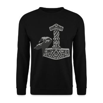 Thor Hammer Ravens Odin Midgard - Sweat-shirt Unisexe - noir - Devant - Alina (178cm) & Michal (187cm)