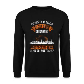 Rostock Rostocker Ostsee Hansestadt Moin Lustig - Unisex Pullover - Schwarz - Vorne - Alina (178cm) & Michal (187cm)