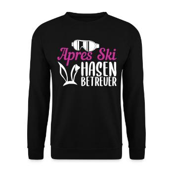 Hüttengaudi Skihaserl Wintersport Skihase Geschenk - Unisex Pullover - Schwarz - Vorne - Alina (178cm) & Michal (187cm)