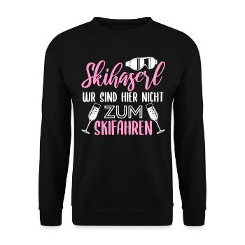 Hüttengaudi Apres Ski Skihase Skihaserl Geschenk - Unisex Pullover - Schwarz - Vorne - Alina (178cm) & Michal (187cm)