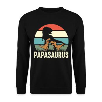 Funny Papasaurus Dino Dinosaur Gift - Unisex Sweatshirt - black - Front - Alina (178cm) & Michal (187cm)