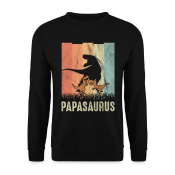 Papasaurus - Sweat-shirt Unisexe - noir - Devant - Alina (178cm) & Michal (187cm)