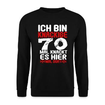 70 Geburtstag 70 Jahre alt Geschenk - Unisex Pullover - Schwarz - Vorne - Alina (178cm) & Michal (187cm)