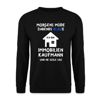 Immobilienkaufmann Immobilien Immobilienmakler - Unisex Pullover - Schwarz - Vorne - Alina (178cm) & Michal (187cm)