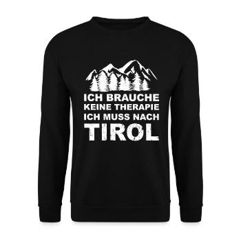 Tirol Urlaub Berge Wandern Berggspruch Geschenk - Unisex Pullover - Schwarz - Vorne - Alina (178cm) & Michal (187cm)