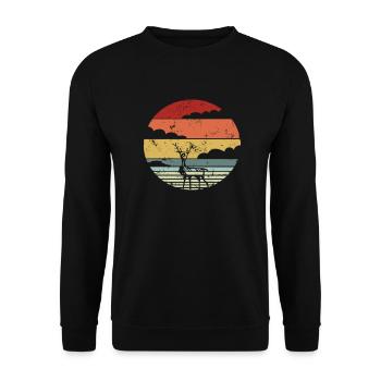 Wild animal deer antlers retro gift - Unisex Sweatshirt - black - Front - Alina (178cm) & Michal (187cm)