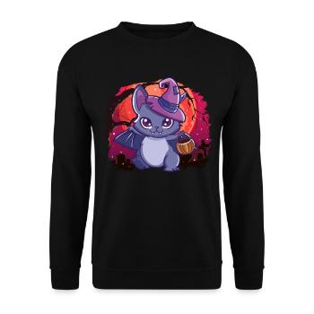 Sweet vampire bat. Cute Halloween motif - Unisex Sweatshirt - black - Front - Alina (178cm) & Michal (187cm)