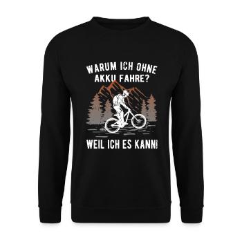 Fahrrad MTB fahren ohne Akku - Real Downhill - Unisex Pullover - Schwarz - Vorne - Alina (178cm) & Michal (187cm)