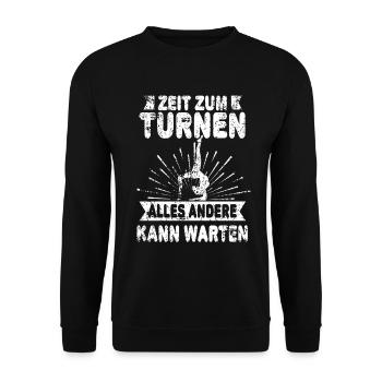 Turnen Turner Akrobat Gymnastik Turnhalle Geschenk - Unisex Pullover - Schwarz - Vorne - Alina (178cm) & Michal (187cm)