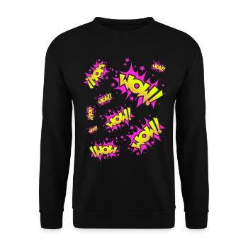Le jaune fluo Pink WOW ! - Sweat-shirt Unisexe - noir - Devant - Alina (178cm) & Michal (187cm)