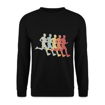 Marathon Vintage Laufen Jogging Geschenk Sprint - Unisex Pullover - Schwarz - Vorne - Alina (178cm) & Michal (187cm)