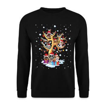 Cats Christmas Tree Christmas Xmas Gift - Unisex Sweatshirt - black - Front - Alina (178cm) & Michal (187cm)