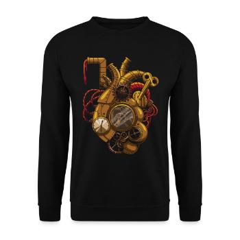 Steampunk Clockwork Heart Vintage Victorian - Unisex Sweatshirt - black - Front - Alina (178cm) & Michal (187cm)
