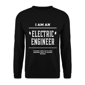 Ich bin ein Elektroingenieur - Elektroingenieur Job - Unisex Pullover - Schwarz - Vorne - Alina (178cm) & Michal (187cm)