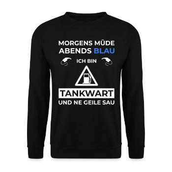 Tankwart Tankstelle Tanken Tanke - Unisex Pullover - Schwarz - Vorne - Alina (178cm) & Michal (187cm)