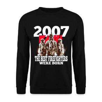 Firefighter Gift 2007 Birthday Firefighters - Unisex Sweatshirt - black - Front - Alina (178cm) & Michal (187cm)