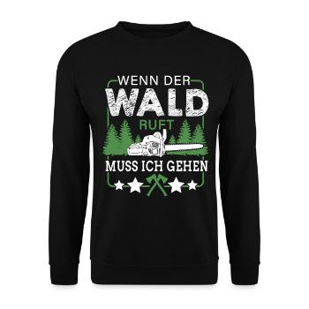 Wenn Der Wald Ruft Muss Ich Gehen - Unisex Pullover - Schwarz - Vorne - Alina (178cm) & Michal (187cm)