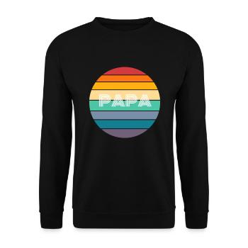 Rainbow PAPA Shirt, Retro PAPA, PAPA Sunset, PAPA - Unisex Sweatshirt - black - Front - Alina (178cm) & Michal (187cm)