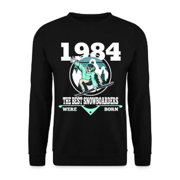 Snowboarder gift 1984 birthday snowboard - Unisex Sweatshirt - black - Front - Alina (178cm) & Michal (187cm)