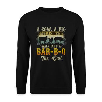 Grillen BBQ - Unisex Pullover - Schwarz - Vorne - Alina (178cm) & Michal (187cm)