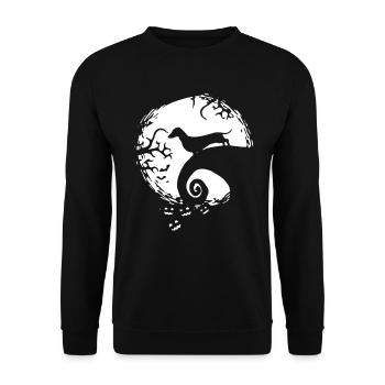 Weiner Hund im Mond Dackel Halloween - Unisex Pullover - Schwarz - Vorne - Alina (178cm) & Michal (187cm)