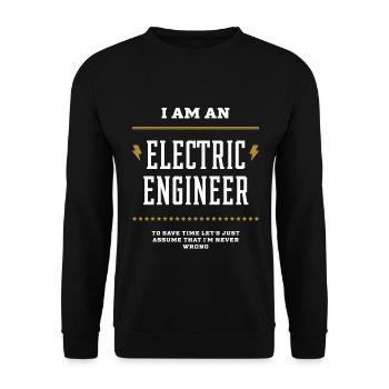 Ich bin ein Elektroingenieur - Elektroingenieur Job - Unisex Pullover - Schwarz - Vorne - Alina (178cm) & Michal (187cm)