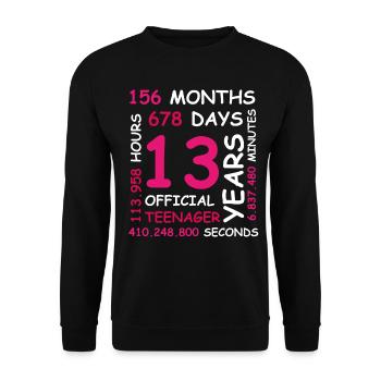 13th birthday 13 years teenager gift girl - Unisex Sweatshirt - black - Front - Alina (178cm) & Michal (187cm)