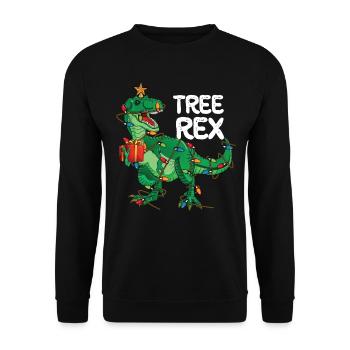 TREE REX DINO Christmas Ugly Christmas Gift - Unisex Sweatshirt - black - Front - Alina (178cm) & Michal (187cm)