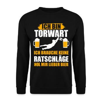 Torwart Bier Feiern Torhüter Fußballteam Lustige S - Unisex Pullover - Schwarz - Vorne - Alina (178cm) & Michal (187cm)