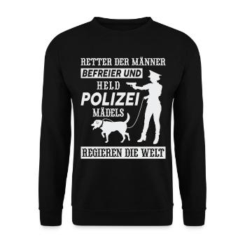 Polizistin Polizei Geschenk Damen Frauen Polizist - Unisex Pullover - Schwarz - Vorne - Alina (178cm) & Michal (187cm)