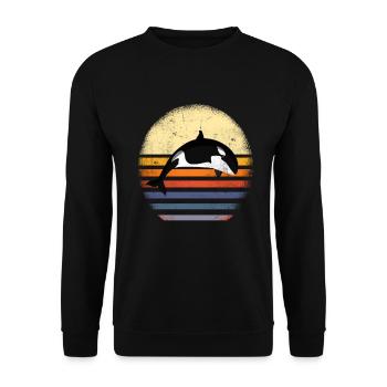 Orcas Killerwale Tierschutz Schwertwale Geschenk - Unisex Pullover - Schwarz - Vorne - Alina (178cm) & Michal (187cm)