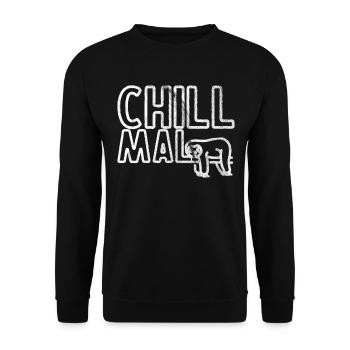 Chill mal Faultier Geschenkidee - Unisex Pullover - Schwarz - Vorne - Alina (178cm) & Michal (187cm)