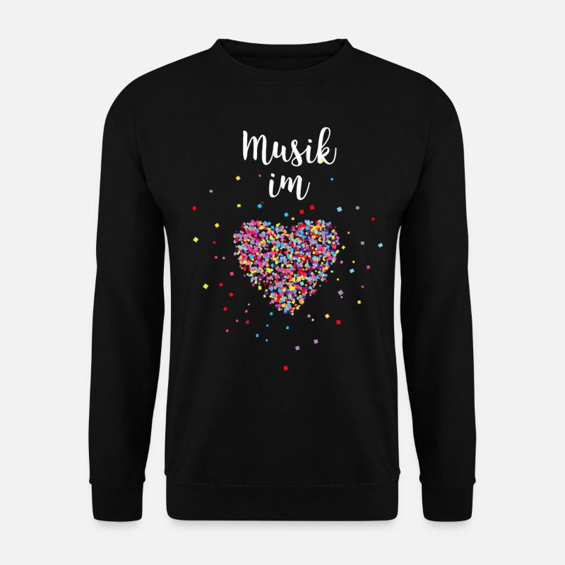 Ich liebe Musik Buntes Herz - Unisex Pullover - Schwarz