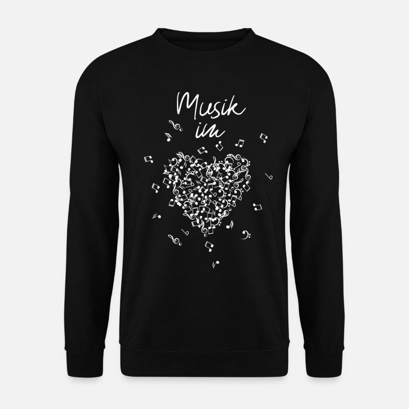 Musik Herz Musiknoten Notenschlüssel - Unisex Pullover - Schwarz