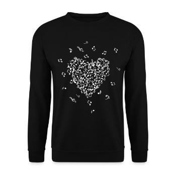 Herz Musiker Musiknoten Notenschlüssel - Unisex Pullover - Schwarz - Vorne - Alina (178cm) & Michal (187cm)