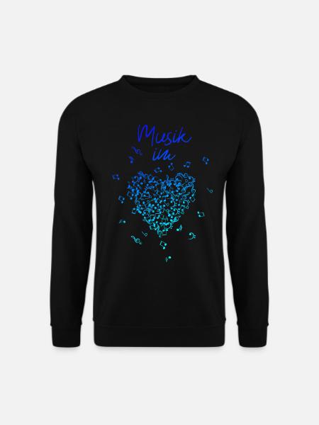 Musik Herz Musiknoten Notenschlüssel - Unisex Pullover - Schwarz