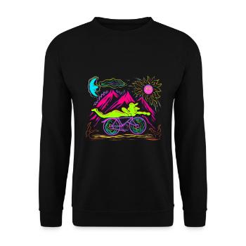 LSD albert hofmann bicycle day Shirt Trippy Tshirt - Unisex Pullover - Schwarz - Vorne - Alina (178cm) & Michal (187cm)